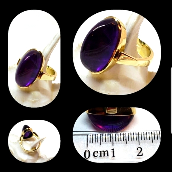 14KYG Amethyst Cabachon Ring - Picture 3 of 5